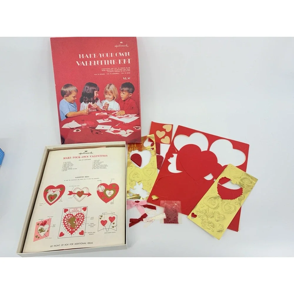 Vintage Hallmark Create Your Own Valentine Kit Incomplete Cards Hearts